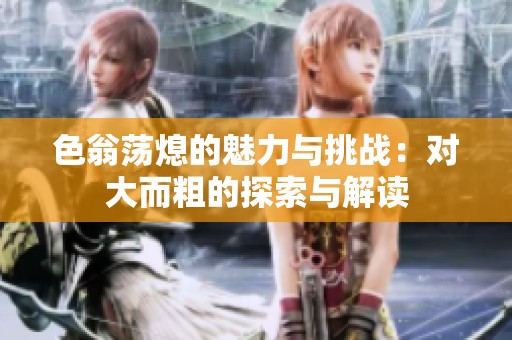 色翁荡熄的魅力与挑战：对大而粗的探索与解读