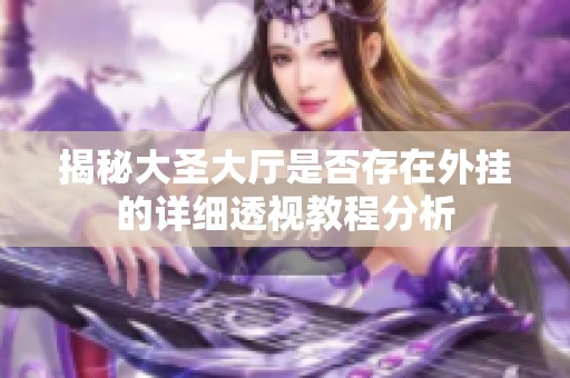 揭秘大圣大厅是否存在外挂的详细透视教程分析