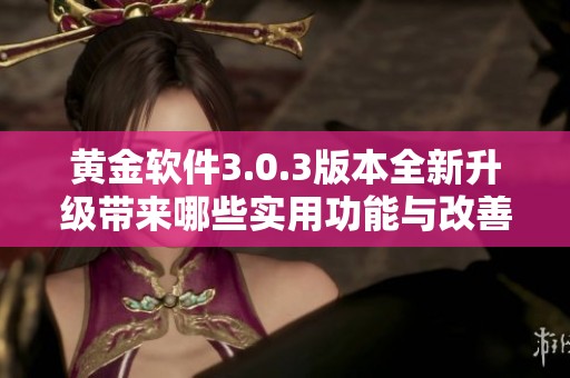 黄金软件3.0.3版本全新升级带来哪些实用功能与改善