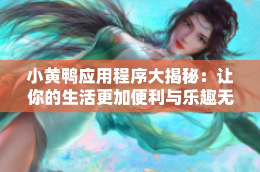 小黄鸭应用程序大揭秘：让你的生活更加便利与乐趣无限
