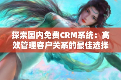 探索国内免费CRM系统：高效管理客户关系的最佳选择