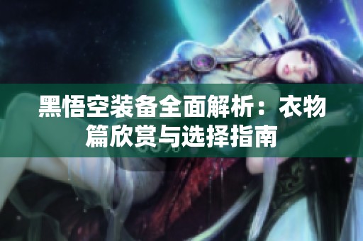 黑悟空装备全面解析：衣物篇欣赏与选择指南