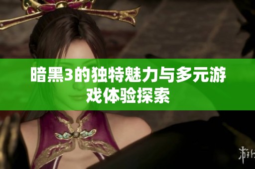 暗黑3的独特魅力与多元游戏体验探索