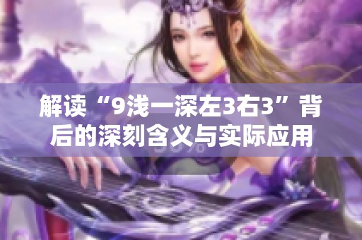 解读“9浅一深左3右3”背后的深刻含义与实际应用