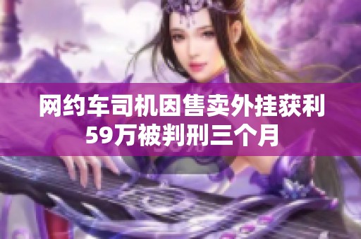 网约车司机因售卖外挂获利59万被判刑三个月